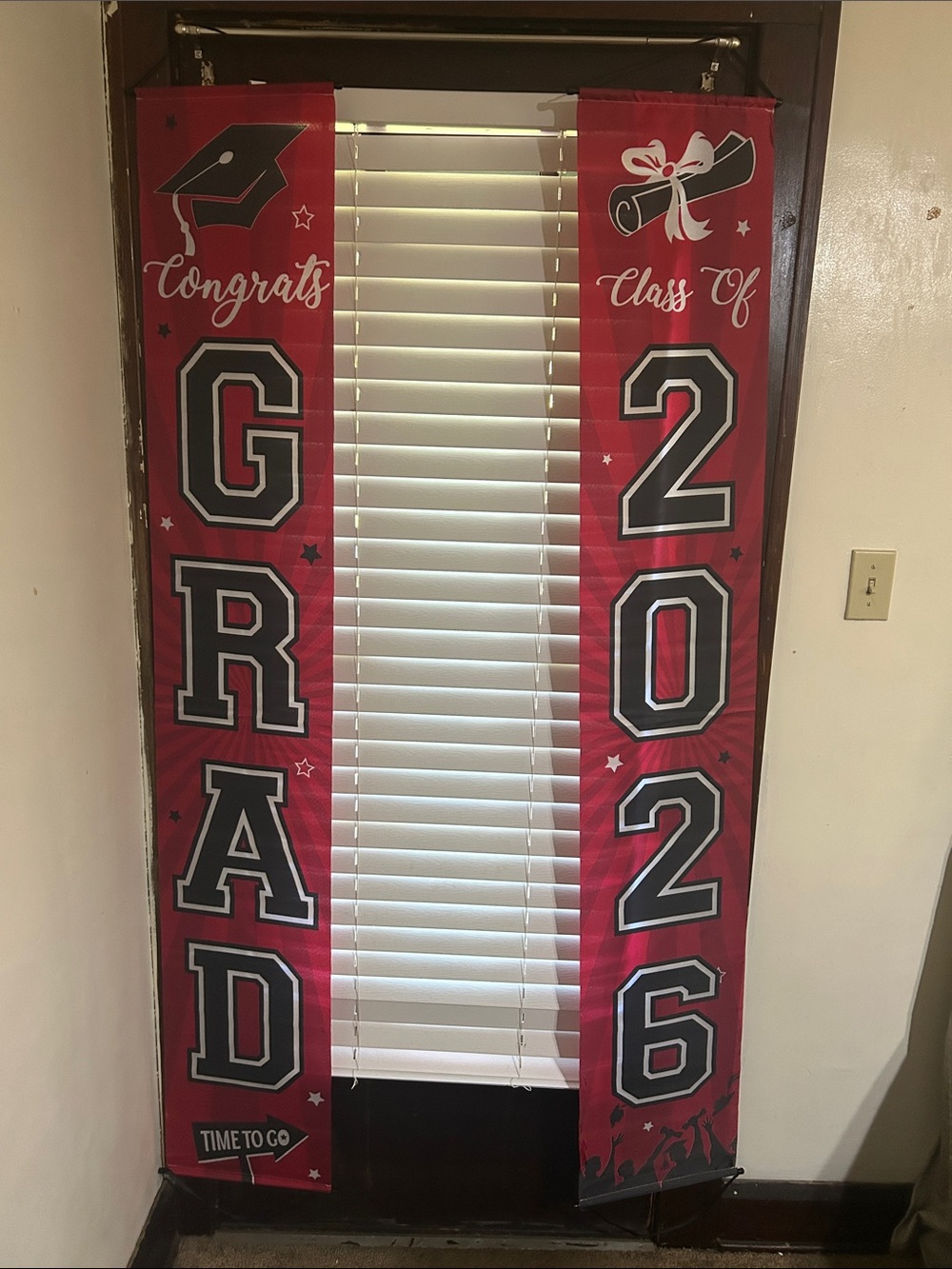 Red Graduation Door Banner "GRAD 2026"
